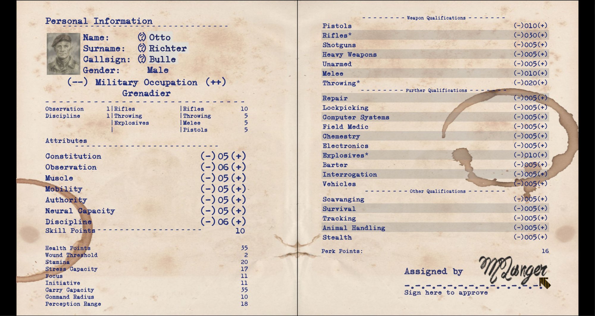 Character Sheet